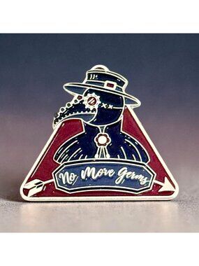 No More Germs Plague Doctor Enamel Lapel Pin Burgundy/Black